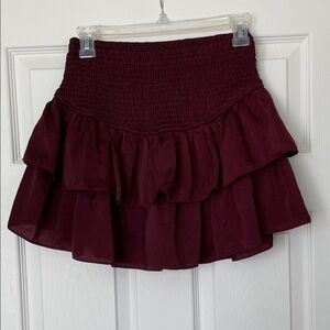 Entro Burgundy Ruffled Mini Skirt S
